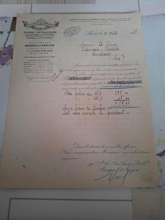 factuur van 22 augustus 1927, zie beschrijving, Antiek en Kunst, Curiosa en Brocante, Ophalen of Verzenden
