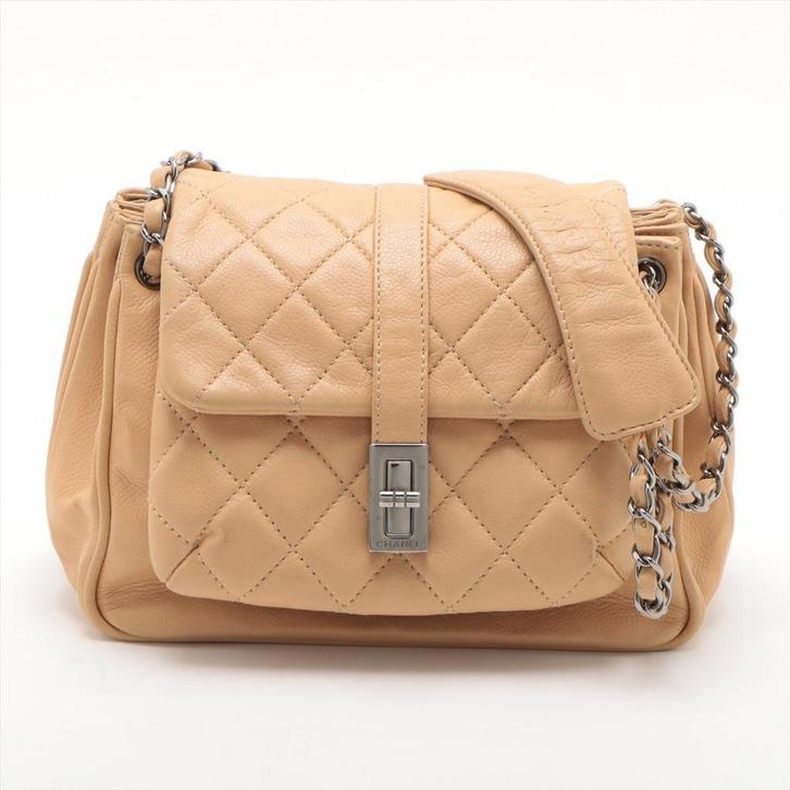 Chanel 2.55 Heruitgave gewatteerde tas, Handtassen en Accessoires, Tassen | Damestassen, Gebruikt, Handtas, Beige, Verzenden