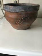 Bruine cachepot - bloempot, Enlèvement ou Envoi, 25 à 40 cm, Rond, Utilisé