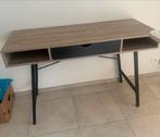 bureau – grenen look + zwarte metalen poten, Huis en Inrichting, Bureaus, Ophalen, Zo goed als nieuw, Bureau
