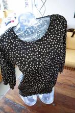 retro zwarte blouse vol crème bollen maat 38, Gedragen, Ophalen of Verzenden, Charlise, Maat 36 (S)