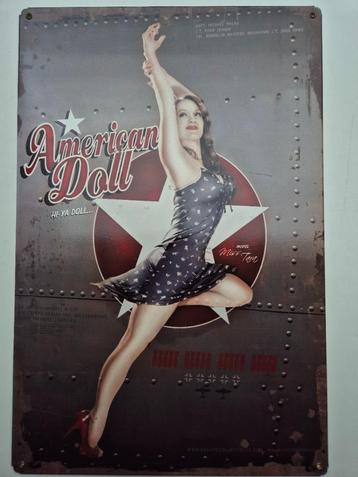 Groot metalen plakaat - WW2 USAF pin-up beschikbaar voor biedingen