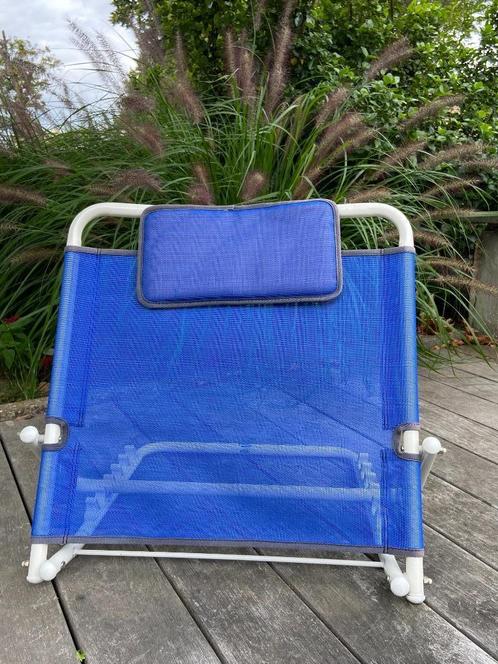 Rugsteun voor in bed, Huis en Inrichting, Slaapkamer | Bedden, Zo goed als nieuw, Eenpersoons, Stof, Blauw, Verstelbaar, Ophalen