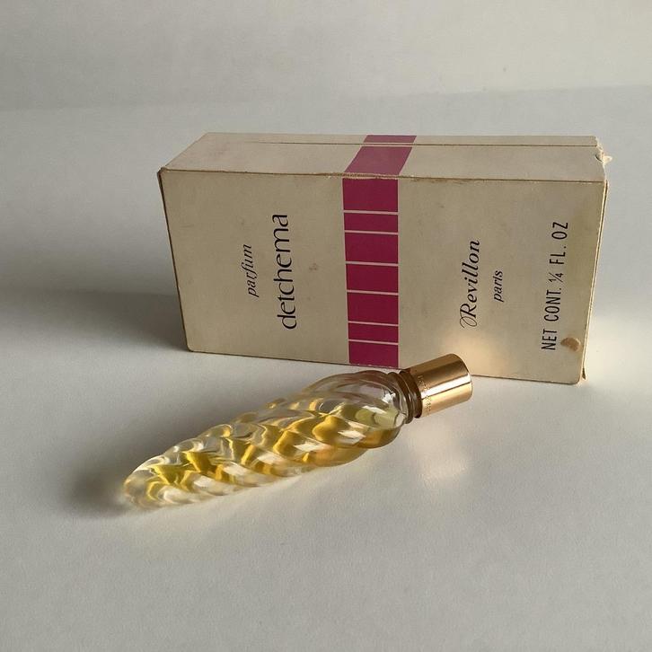 Vintage Detchema parfumflesje Revillon, Verzamelen, Parfumverzamelingen, Gebruikt, Miniatuur, Gevuld, Ophalen of Verzenden