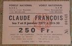 Claude François billet ticket concert Forest 1977, Collections, Musique, Artistes & Célébrités, Autres types, Utilisé, Enlèvement ou Envoi