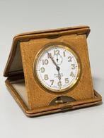 1920 8-Daagse reisklok klok Glasgow horloge antiek lederen, Ophalen of Verzenden