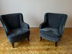 Fauteuils a oreilles en tissu bleu velours, Enlèvement, Comme neuf, Tissus