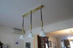 Design-luster messing, Huis en Inrichting, Lampen | Kroonluchters, Ophalen, Gebruikt, Glas, Design