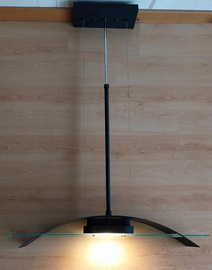 TE KOOP : Design LED hanglamp zwart metaal/glas, Huis en Inrichting, Lampen | Hanglampen, Zo goed als nieuw, 75 cm of meer, Glas