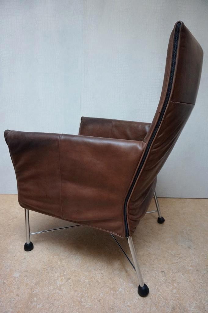 Vintage Montis Charly fauteuil bruin leer met Flex functie, Huis en Inrichting, Fauteuils, Gebruikt, Leer, Ophalen of Verzenden