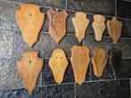 10 Houten trofee plankjes samen € 17.50 schildjes, Verzamelen, Ophalen of Verzenden, Gebruikt, Hert, Gewei of Kop