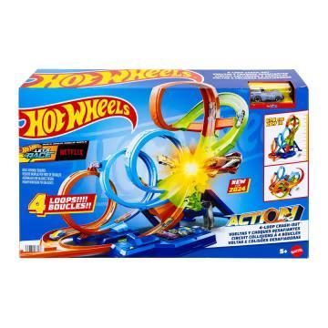 Hot Wheels HXR70 4-Loop Crash Out" racebaan, Kinderen en Baby's, Speelgoed | Racebanen, Nieuw, Racebaan, Hot Wheels, Ophalen