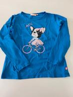 Blauwe longsleeve met fietsende franse bulldog hond maat 128, Ophalen of Verzenden, Zo goed als nieuw