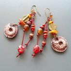 Boucles d'oreilles neuves Ammonites céramiques ambre jaspe, Enlèvement ou Envoi, Avec pierre précieuse, Verre, Pendantes