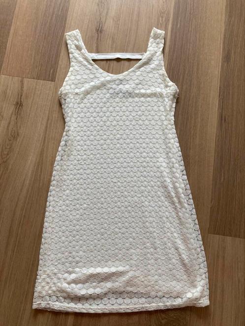 Witte feestjurk, Kleding | Dames, Jurken, Gedragen, Maat 36 (S), Wit, Knielengte, Ophalen of Verzenden