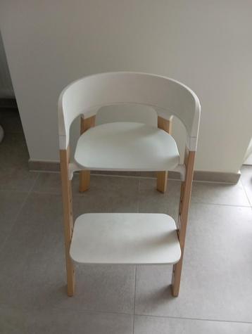 Stokke Steps kinderstoel kleuters verstelbaar wit met hout, Ophalen, Gebruikt, Meegroeistoel