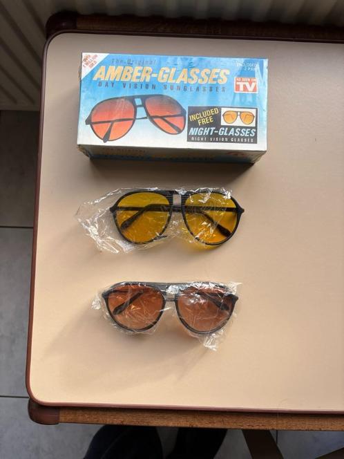 vintage amber glazige zonnebril dag/nacht, Handtassen en Accessoires, Zonnebrillen en Brillen | Dames, Nieuw, Zonnebril, Overige merken