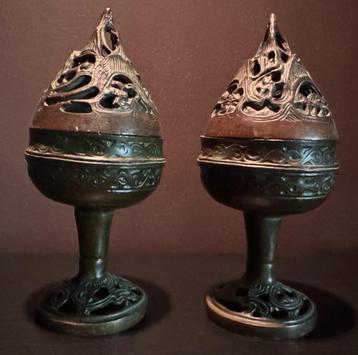 Paire d'Anciens Brûleur d'Encens en Bronze - Chine beschikbaar voor biedingen