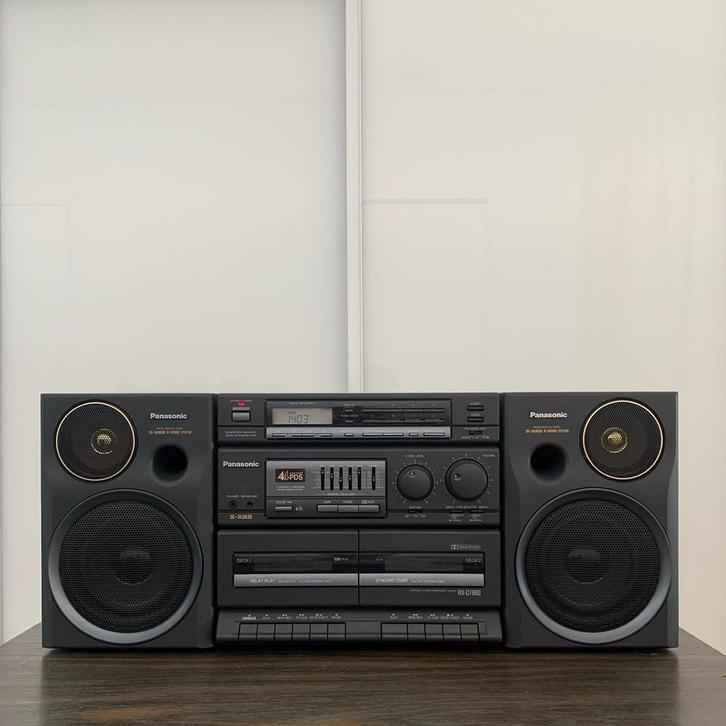 PANASONIC — Vintage radiostation/dubbele cassette (GETEST), Audio, Tv en Foto, Cassettedecks, Ophalen of Verzenden