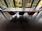 Lange eettafel of kantoortafel met 6 stoelen, Ophalen, Gebruikt, 200 cm of meer, 50 tot 100 cm