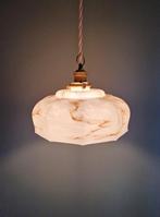 Art Deco hanglamp in roze gemarmerd opaline, 1920-30, Antiek en Kunst, Ophalen of Verzenden