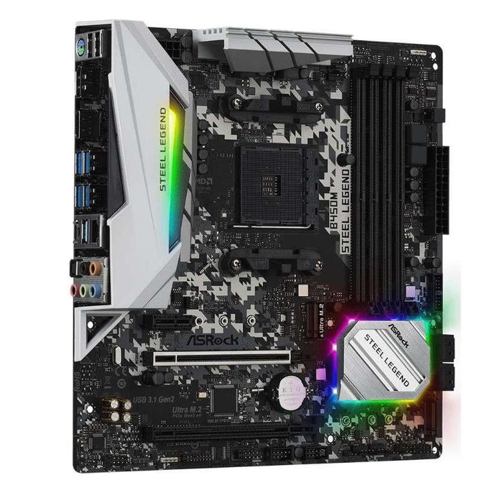 Asrock B450M Steel Legend AM4 Micro-ATX, Computers en Software, Moederborden, Zo goed als nieuw, AMD, DDR4, Ophalen of Verzenden