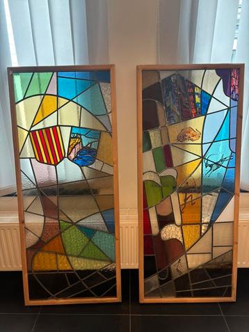 Prachtig stel glas-in-loodramen – set van 2 (66 × 158 cm) beschikbaar voor biedingen