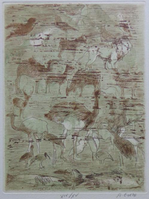 ANDRE GOEZU / PENTATEUCH / KLEURETS-AQUATINT / 33x25cm / SIG, Antiek en Kunst, Kunst | Litho's en Zeefdrukken, Ophalen of Verzenden