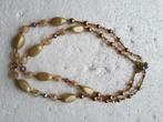 fancy collier 2 rijen 45 - 51 cm beige bruin C4551, Handtassen en Accessoires, Kettingen, Ophalen of Verzenden, Nieuw, Beige, Kunststof