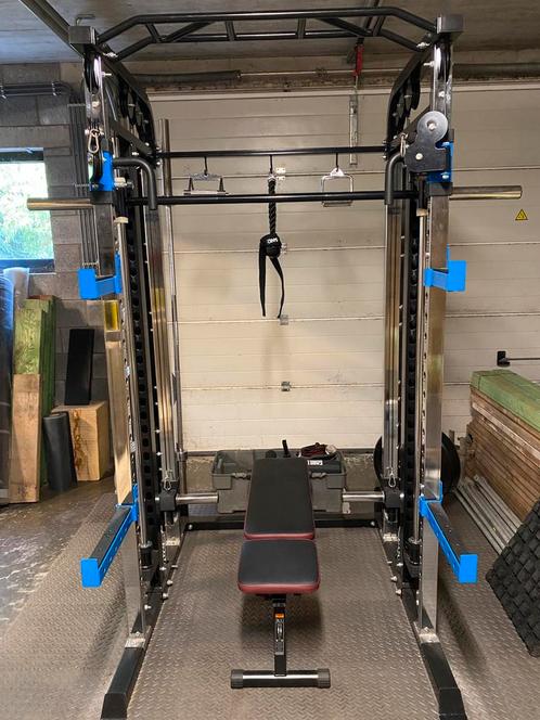 Home gym rack met cable systeem/smith machine + accesoires, Sport en Fitness, Fitnessmaterialen, Gebruikt, Ophalen
