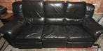 Zetel / sofa  relax leer Gebruikt, Ophalen, Klassiek zwart leer, Gebruikt, Driepersoons