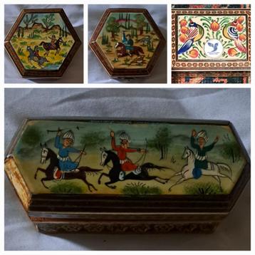 ( 4)Perzisch handgemaakt ingelegd houten sieradenkist beschikbaar voor biedingen