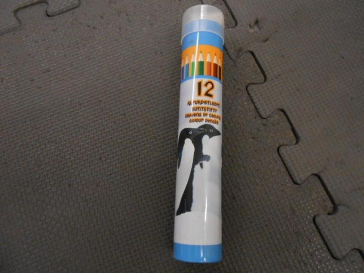 12 kleurpotloden in metalenkoker met slijper NIEUW, Hobby en Vrije tijd, Tekenen, Nieuw, Potlood of Stift, Ophalen of Verzenden