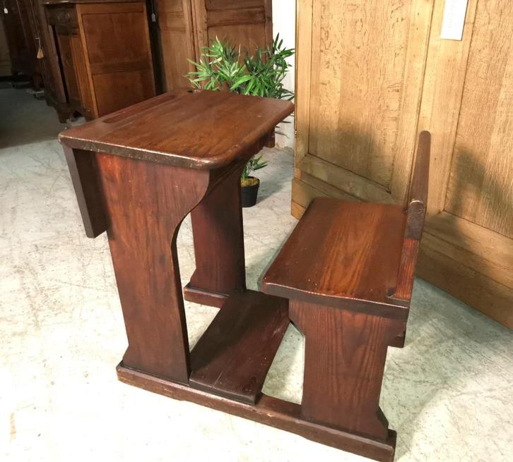 Petit banc d'école ancien en bois massif lourd L 77 W 54, Antiquités & Art, Antiquités | Meubles | Tables, Enlèvement