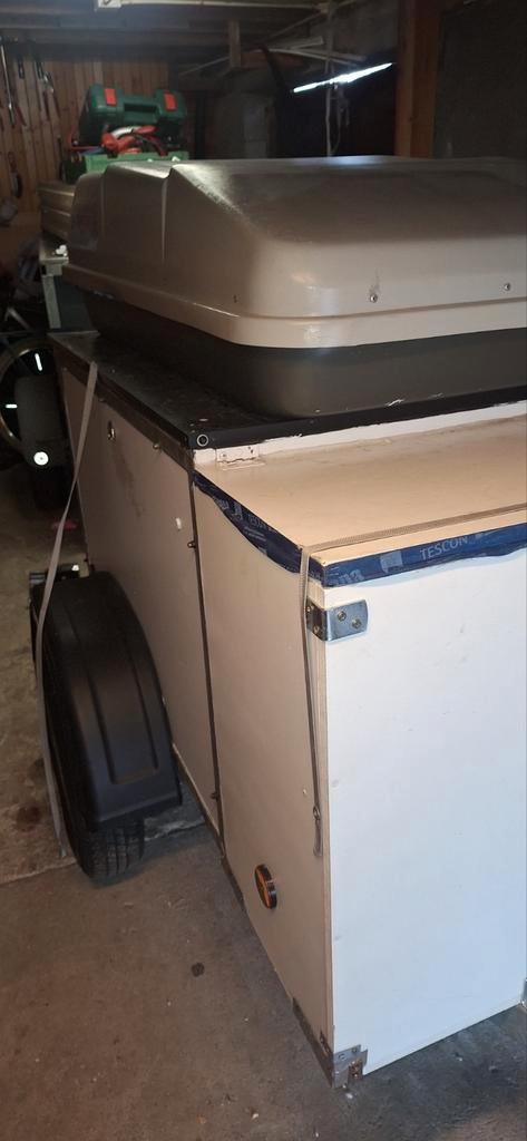 Bagagewagen met topbox en camping benodigdheden als nieuw, Caravans en Kamperen, Overige Caravans en Kamperen, Ophalen