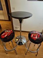 Table ronde haute laquée noire 2 tabourets  RollingStones, Maison & Meubles, 55 à 75 cm, Moderne rock, Rond, Comme neuf