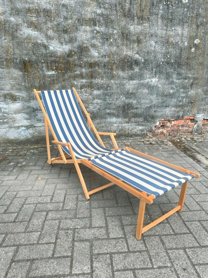 Strandzetel met voetbank, Tuin en Terras, Ligbedden, Gebruikt, Ophalen