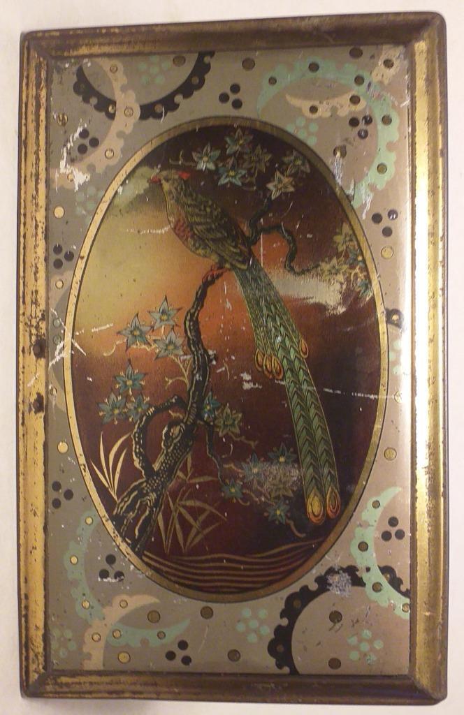 antieke blikken doos met oriëntaalse decoratie, Verzamelen, Blikken, Ophalen of Verzenden