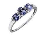 Tanzanite Diamond 10K STS white gold Three Stone Ring 19mm, Nieuw, 18 tot 19, Met edelsteen, Ophalen of Verzenden