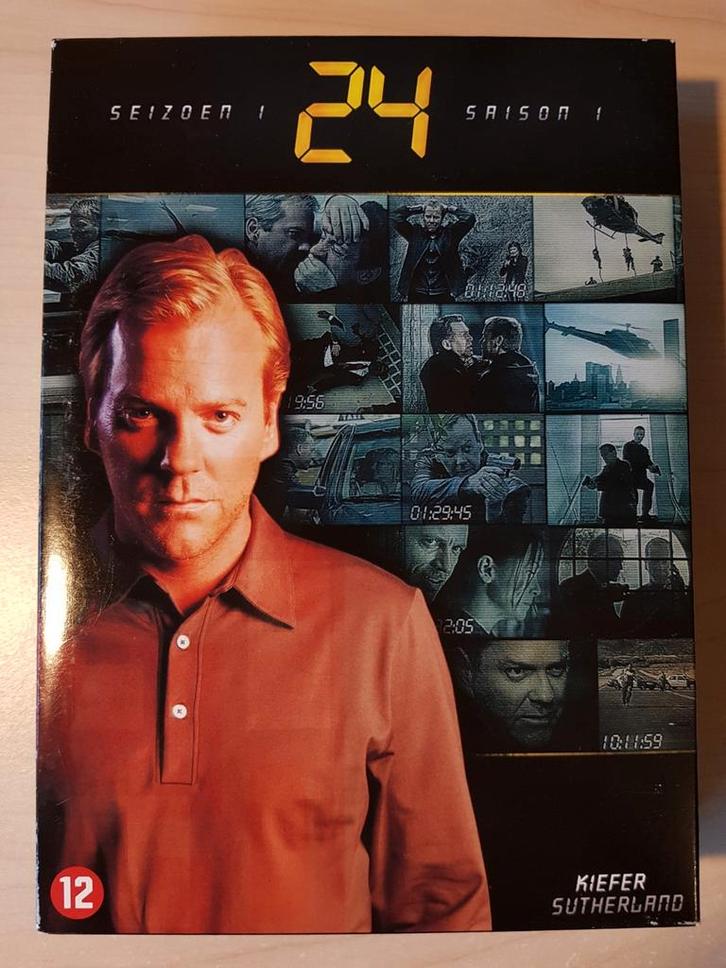 3 DVD-boxen van de tv-serie '24' met Kiefer Sutherland, CD & DVD, DVD | TV & Séries télévisées, Utilisé, Action et Aventure, À partir de 12 ans