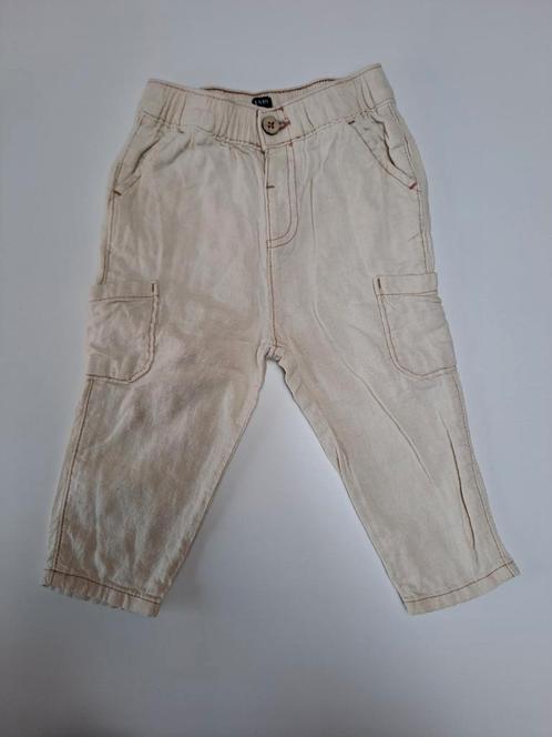 Mt 77-82 Beige linnen broekje, Kinderen en Baby's, Babykleding | Maat 80, Zo goed als nieuw, Jongetje, Broekje, Ophalen of Verzenden