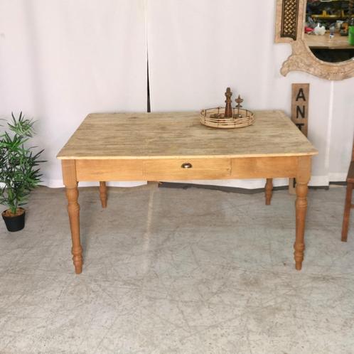 Antieke brocante boerentafel met lade eiken onderstel 144x98, Antiek en Kunst, Antiek | Meubels | Tafels, Ophalen