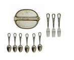 WW2 US army mess kit M-1942 1945 met 6 lepels en 3 vorken, Verzamelen, Militaria | Tweede Wereldoorlog, Verzenden, Landmacht, Overige typen