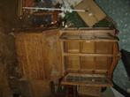 Ancien meuble bureau deux corps vitrine en chêne, Enlèvement