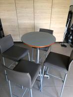 Hoge tafel met 4 barkrukken, Maison & Meubles, Tables | Tables mange-debout, Comme neuf, Enlèvement ou Envoi