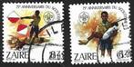 2 Postzegels 75 jaar scouting Zaïre, Ophalen of Verzenden, Gestempeld, Plaats of Gebouw