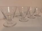4 art deco glaasjes genever glazen 6 cm hoog, Verzamelen, Glas en Drinkglazen, Ophalen of Verzenden, Zo goed als nieuw