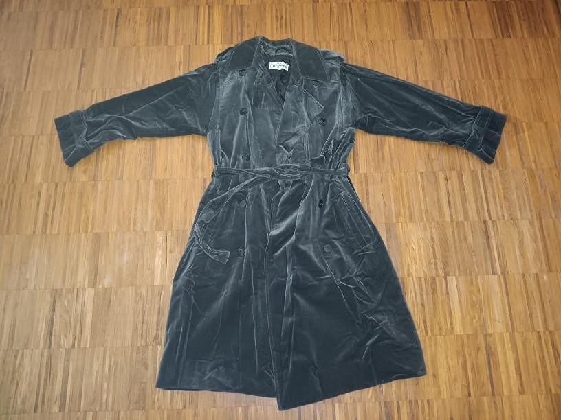 Elegante ribfluwelen vintage jas van Guy Laroche, Kleding | Dames, Jassen | Winter, Zo goed als nieuw, Maat 42/44 (L), Grijs, Ophalen of Verzenden