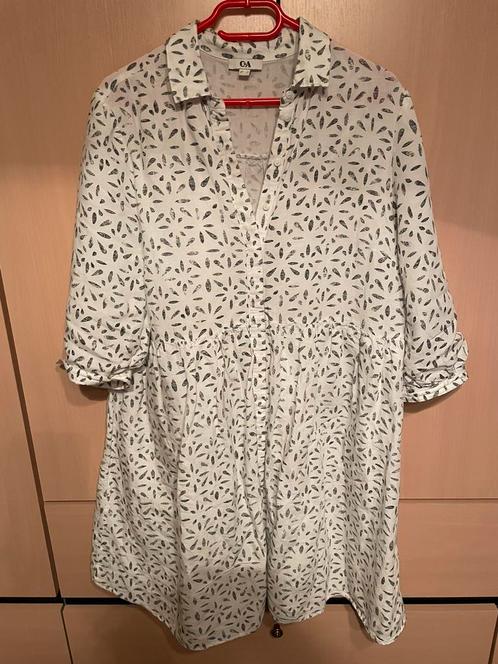 Linnen jurk maat 42, Kleding | Dames, Jurken, Zo goed als nieuw, Maat 38/40 (M), Wit, Knielengte, Ophalen of Verzenden