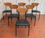 6 vintage design stoelen, Huis en Inrichting, Stoelen, Gebruikt, Zwart, Hout